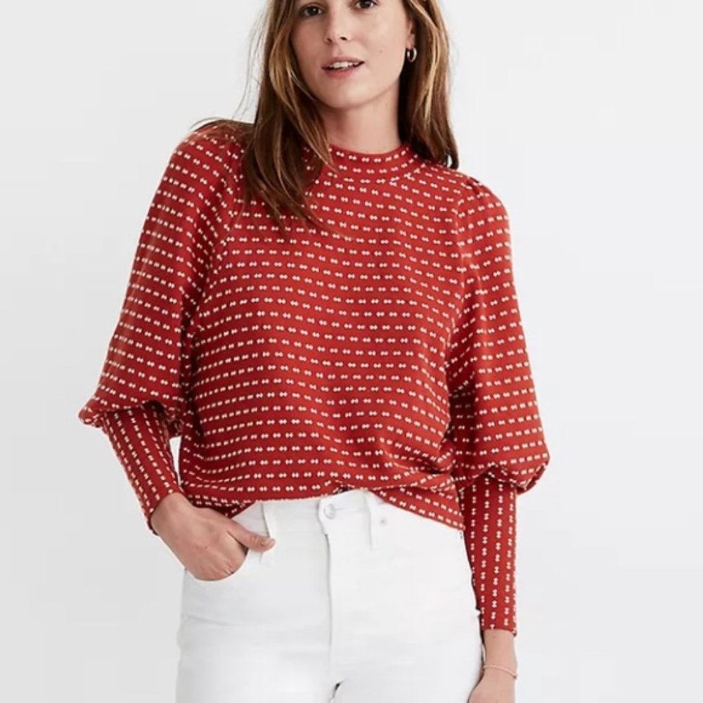 Madewell Puff-Sleeve Mockneck Top